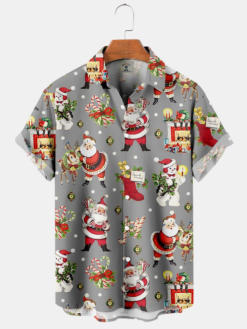 Men's Christmas Funny Graphic Short Sleeve Hawaiian Shirt